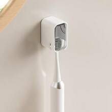 1pc Wall Mounted Toothbrush Holder With Lid Dustproof Electric Toothbrush Rack Bathroom Storage Organizer No Drilling Required - Multicolor - View 5