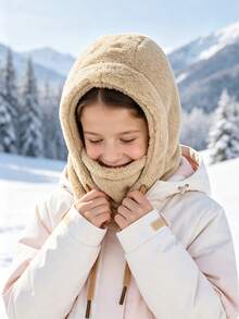 1PC Neck Full Face Ski Mask Hood Cap Kids Fleece Balaclava Hat Boys Girls Children Skiing Cap - Multicolor - View 6
