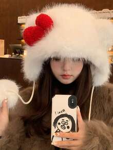 Bows Hat - Cute Animal Fashion Warm Hat - Soft Fur Hat For Women In Autumn/Winter. Suitable For School, Outings, Hiking Occasions. - A - View 2