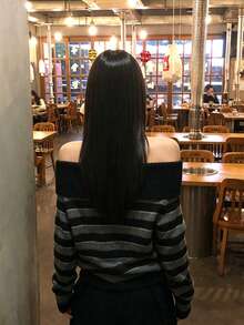 YCYC Black & Grey Striped Off-Shoulder Sweater, Women's Autumn/Winter Slouchy Chic Long Sleeve Knit Top - Black - View 10