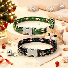 2PCS Holiday Pet Collar Xmas Pattern Adjustable Collar With Safety Buckle Comfortable Webbing Collar For Small Medium Dogs And Cats Pet Daily Wear - Multicolor - View 4