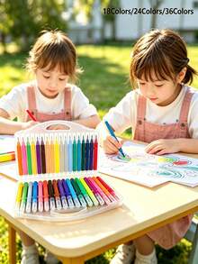 Soft Tip Watercolor Pens 18/24/36 Colors Smooth Vibrant Colors Suitable For Children Drawing DIY Greeting Card Writing - Multicolor - View 1