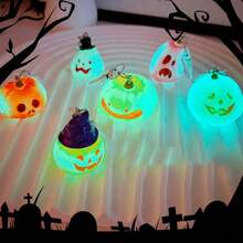 Glow-In-The-Dark Halloween Pumpkin & Ghost Keychain, Translucent 3D Spooky Pendant For Backpack, Handbag, Keys, Party Favor & Holiday Gift - Glow-in-the-dark Charm - View 7