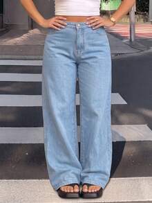 Plant Letter Cartoon Embroidery Washed Denim Pocket Everyday - Blue - View 4