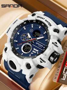 SANDA Men Outdoor Sport Watch, Dual Display 5ATM Waterproof Multi-Function Luminous Military Digital Analog Wristwatch - One Size Fits All - View 21