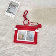 Red Cute Angel Wings Leather Card Holder 3 Inch 2 Slots Korean Style ID Badge Holder Access Card Student Card - A - View 10