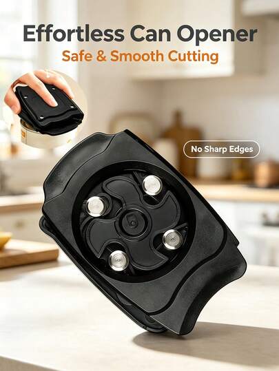 Manual Can Opener, Smooth Cutting No Burrs Edge Can Opener, Easy Rotation Opening Can Opener, No Sharp Edge Portable Can Opener, Kitchen Home Food Canned Jar Opening Manual Tool