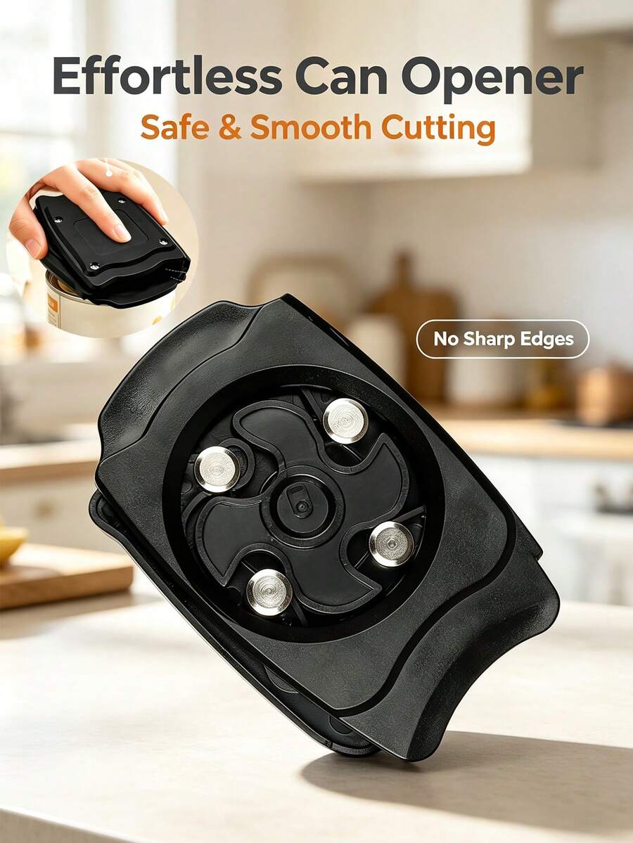 Manual Can Opener, Smooth Cutting No Burrs Edge Can Opener, Easy Rotation Opening Can Opener, No Sharp Edge Portable Can Opener, Kitchen Home Food Canned Jar Opening Manual Tool - View 1