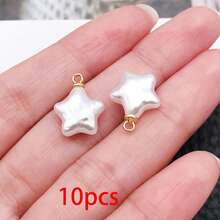 10/20pcs Imitation Baroque Pearl Charms Heart Star Shell Clover Pearl Pendants With Loop For DIY Bracelet Earring Necklace Jewelry Making Supplies - White - View 14