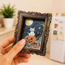 1pc Mini Photo Frame Style Refrigerator Magnet, Fun Pumpkin Ghost Pattern, Great Decorative Prop, Holiday Gift - A - View 15