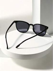 1PC Oval Korean Style Versatile Retro Decorative Student Literary Minimalist Sunglasses - Grey - View 3