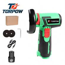 TORPOW 12V 無繩迷你角磨機，76mm 磨盤，10000RPM，多選項：僅工具 / 含電池套組，切割、拋光、打磨、除鏽電動工具 - 綠色 - 查看 6