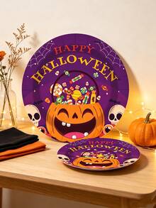 10/20/40pcs Paper Plates,Party Paper Plates,Paper Dinner Plates,7&9 Inch Disposable Paper Plates,Theme Party Tableware Paper Plates,Halloween Paper Plates,Halloween,Spooky Halloween Paper Plates,Tea Party Paper Plates - Multicolor - View 3