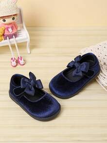 British Style Autumn/Winter Bow Knot Soft Sole Girls' Student Shoes - Royal Blue - View 3