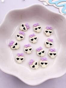 30pcs Mixed Resin Mini Colorful Painted Cartoon Ghosts Bat Pumpkin Spider Bat Candle Figurine Flat Back Stone DIY Halloween Art Scrapbook Crafts Acce - Random mixed - View 3