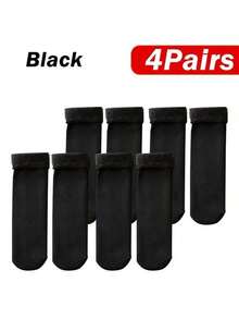 1/4 Pairs Plush Lined Snow Socks - Thick & Warm Winter Ground Socks, 4/8 Pairs - Multicolor - View 7