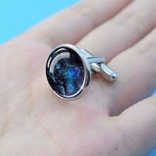 1 Pair Cufflinks Glass Inlay Abstract Dragon Design Men's Formal Jewelry Gift Elegant Fashion Accessory For Wedding Business Wear - Silver - View 5