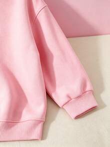 Children's Crew Neck Sweatshirt, Cartoon Unicorn Sweet Dream Star Moon Pattern Print Pure Cotton Pullover - Pink - View 7
