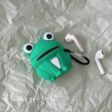 3D Cute Sitting Frog Earphone Case With Hook, Compatible With Apple 5/ 4/ 2/ 3/ Pro 3/ Pro 2, Korean Style Protective Cover Pendant For Women - Blue - View 8