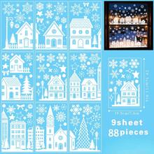 109pcs/9 Sheets White Pine Needle Hanging Ball Christmas Window Stickers, Santa Claus Tree Snowflake Snowman Sock Gift Element Window Stickers, Holiday Party Glass Display Decoration Static Cling Stickers - Multicolor - View 16