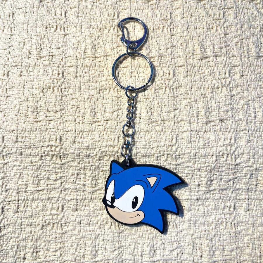 1pc Cute Sonic Cartoon Anime Blue PVC Keychain Bag Pendant Backpack Decoration Charm, Game Fan Children Boys Girls Gift