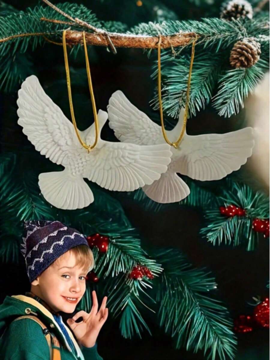1/2/3/4 White Carved Bird Christmas Tree Decoration, Pigeon Shaped Christmas Tree Hanging Decoration, Wedding, Party, Home Decoration And Gift Giving, Holiday Peace Dove Hanging, Autumn And Winter Decoration, Christmas Tree