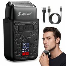 Hatteker 1pc Men's Electric Shaver, Multi-Speed Reciprocating Home Razor, Dual Blade Barber Oil Hair Clipper, Bald Head Shaver - Multicolor - View 14