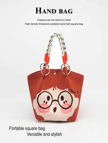 Cute Cartoon Multi-Color Knot Bucket Bag, Handheld Tote Bag, Elegant Travel Multi-Function Handbag - Multicolor - View 14