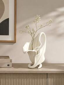1PC Alla Lily Sculpture Vase, Abstract Irregular Art Vase For Dried Flowers, Minimalist Tabletop Ornament, Living Room Bedroom Bookshelf Decor, Housewarming Gift - Multiple Styles - View 3