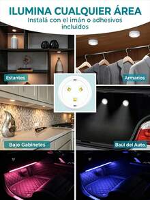 1/2/4pcs Wireless LED Flashing Light Strip With Remote Control, Mini 13-Color USB Rechargeable Anti-Collision LED Emergency Warning Light, Suitable For Car, Bedroom, Indoor (Battery Not Included) - Ambient Light - View 5