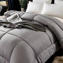 Luxury Bedding Comforter & Duvet Cover Reversible Sleep Blanket, 3D Polyester Quilted Comforter, Queen Size, All-Season Use, GentleSoft Down Alternative Comforter, With 4 Corner Ties, Gift For Women/Men, Machine Washable - Light Grey - View 7