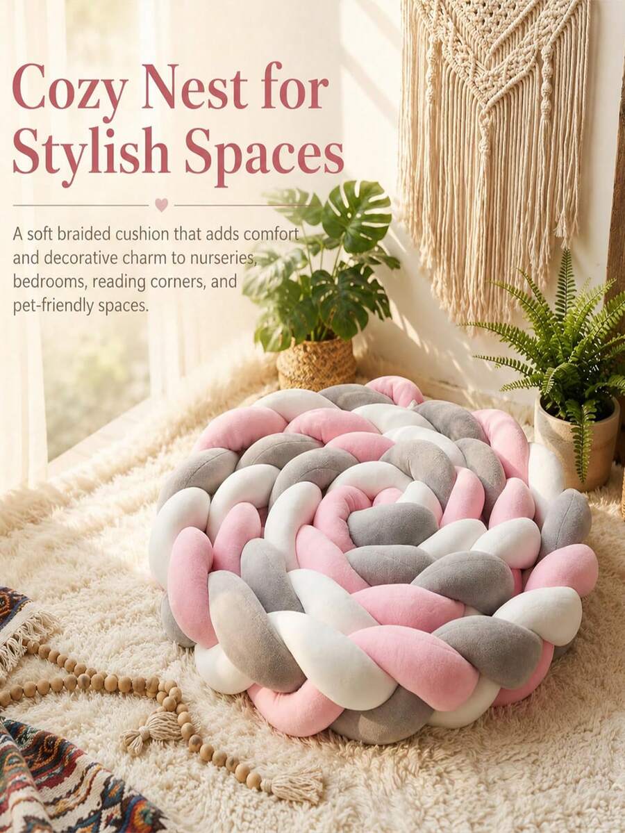 編織嬰兒床護欄,針織加厚嬰兒床護欄,手工編織嬰兒床護欄墊,防震防碰撞保護 - 彩色 - 查看 1