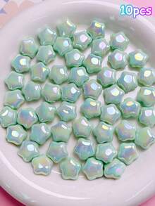 10pcs 14mm Cream Macaron Cute Star Acrylic Beads With Straight Hole, DIY Phone Chain Bracelet Jewelry Making Accessories Materials - Cream Macaron Stars - View 9