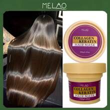 Masker Rambut Kolagen & Keratin MELAO - Perbaikan Intensif untuk Rambut Rusak - Nutrisi Mendalam, Pengontrol Rambut Kusut, Penguatan Rambut & Hidrasi untuk Kilau Halus - 120g - View 1