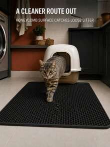 Thickened & Enlarged Multi-Size Cat Litter Mat, Double-Layer Waterproof Cat Litter Pad Suitable For Small, Medium And Large Litter Boxes, Washable Cat Litter Cleaning Mat, 1.2cm Thick Cat Litter Box Mat - Multicolor - View 2
