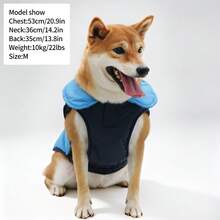 1pc Colorblock Star Pattern Dog Winter Vest With D-Ring And Peter Pan Collar, Pet Coat, Suitable For Cold Weather Outdoor Wear, Fits Small To Medium Dogs - Baby Blue - View 8