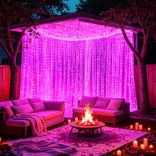 1pack Christmas Garland Festoon LED Curtain String Lights Battery Powered 8 Mode Lighting Wedding Fairy Light Halloween Christmas Decoration For Home Bedroom Garden - AA Battery Powered Curtain Lights - View 26