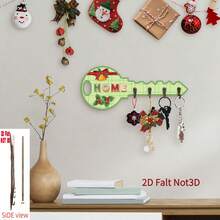 2D Flat Fashionable Wooden Key Hook Storage Rack Suitable For Entryway Living Room And Bedroom Decoration _ Multi-Functional Wall-Mounted Key & Coat Rack _ Christmas Halloween And Holiday Home Decor - Multicolor - View 4