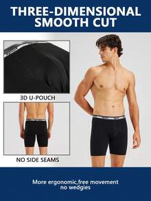 Norcotton 1pc Warm Thermal Fleece Sports Underwear Black Long Leg Boxer Shorts - Black - View 3