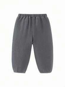 mini bala Boys & Girls Baby Pants, Soft Waffle Texture Long Trousers, 2026 Fall New In - Iron Gray - View 5