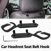 2pcs Car Seat Storage Hooks Universal Black Seat Belt Organizer (With Hooks) Rear Seat Belt Hooks - A - View 11