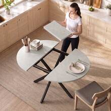 Extendable Dining Table For 4–6 People, Industrial-Style Kitchen Table With Hairpin Legs, Gray - Beige - View 9