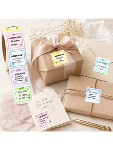 500pcs Spanish Inspirational Quote Stickers Roll, Memo Style Reminder Labels, Healing Stickers For Gift Wrapping, Scrapbooking And Planner Decoration - Multicolor - View 7