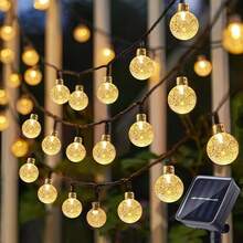Solar Powered LED Crystal Ball String Lights, 8 Modes Function Button Control, 20/50/100 LED Crystal Balls Fairy Hanging Lights, Outdoor Decor Lamp For Yard Garden Porch Balcony Party Wedding Christmas Halloween Camping Holiday Celebration Decoration - Solar-powered Bubble Machine - View 6