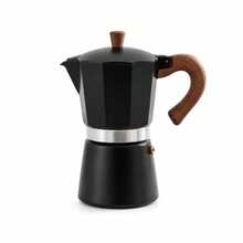 6-Cup Capacity Aluminum Moka Pot, Fast Extraction, Wood-Grain Plastic Handle, Compact And Portable, Suitable For Camping And Home Use. - Black - View 7