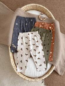 4Pcs/Set Baby Leggings, Cute Cartoon Print Soft Elastic Baby Casual Home Pants - Multicolor - View 13