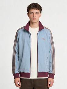 Adidas Originals Knit Loose Fit Colorblock Casual Jacket For Men, KY5770 - Blue - View 1
