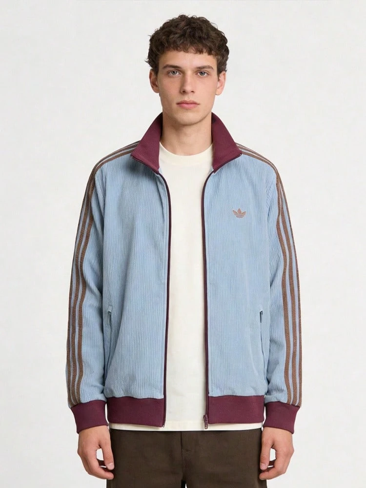 Adidas Originals Knit Loose Fit Colorblock Casual Jacket For Men, KY5770 - Blue - View 1