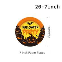 10/20/40pcs Paper Plates,Party Paper Plates,Paper Dinner Plates,7&9 Inch Disposable Paper Plates,Theme Party Tableware Paper Plates,Halloween Paper Plates,Halloween,Spooky Halloween Paper Plates,Tea Party Paper Plates - Multicolor - View 10
