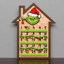 The Grinch 1pc 3D Christmas Countdown Calendar, Wooden Wall Decor Christmas Countdown Sign, Fun Holiday Decoration, Unique Gift Idea - Calendar - View 1